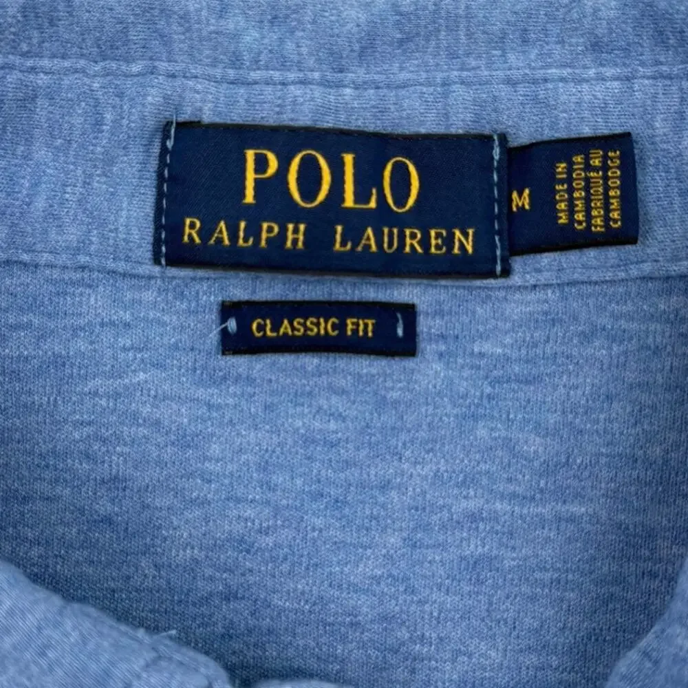 Polo Ralph Lauren Polo Shirt Classic Fit Medium Blue Heather Preppy Cotton
